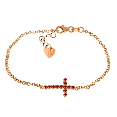 0.3 ct 14k Solid Rose Gold Cross Bracelet Ruby – 4994-R-8-5