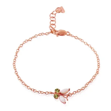 0.6 Carat 14k Solid Rose Gold Butterfly Bracelet Opal Peridot – 5026-R-7