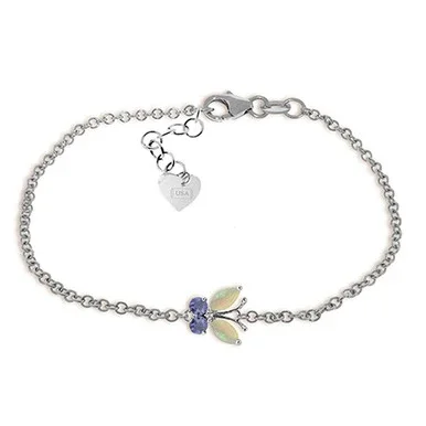 0.6 CTW 14k Solid White Gold Something Refreshing Opal Tanzanite Bracelet