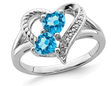 1.00 Carat (ctw) Blue Topaz Heart Promise Ring in Sterling Silver – 68QGG4568BT-7
