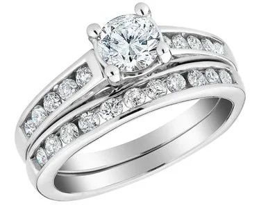 1.00 Carat (ctw H-I-J, I2-I3) Diamond Engagement Ring and Wedding Band Setin 10K White Gold – 08GSG50225100W-7