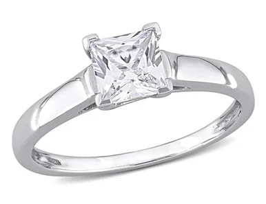1.05 Carat (ctw) Lab-Created White Sapphire Solitaire Ring in 10K White Gold – 08DLG1002545WSW-6