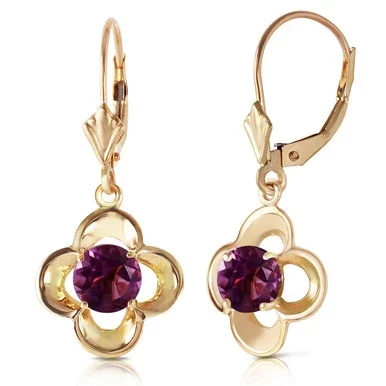 1.1 CTW 14K Solid Gold Venus Amethyst Earrings