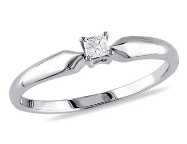 1/10 Carat (ctw I-J, I1-I2) Diamond Solitaire Promise Ring in Sterling Silver – 68DLG1005127-7