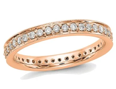 1/2 Carat (ctw Color H-I, I1-I2) Ladies 14K Rose Pink Gold Diamond Eternity Wedding Band Ring – 08QGG002050R-6