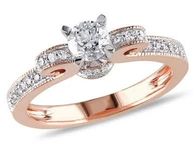 1/2 Carat (ctw G-H, I2-I3) Diamond Engagement Ring 14K Rose Pink Gold – 08DLG1001726-8