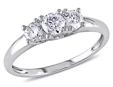 1/2 Carat (ctw G-H, I2-I3) Three-Stone Diamond Engagement Ring in 14K White Gold – 08DLG1001708-10