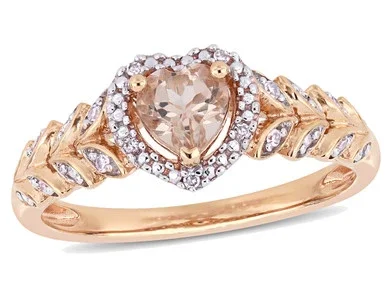 1/2 Carat (ctw) Morganite Heart Promise Ring in 10K Rose Pink Gold with Diamonds – 08DLG1003964MOP-8