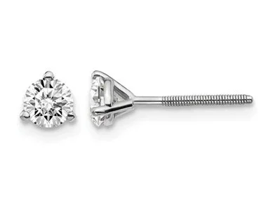 1/2 Carat (ctw VS2-SI1, D-E-F) Lab Grown Diamond Solitaire Stud Earrings in 14K White Gold with Screwbacks – 01QGG0100750LDW