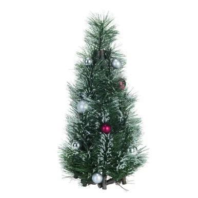 1.25′ Green Christmas Frosted Tree with Orns – Unlit