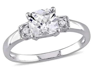 1.25 Carat (ctw) Cushion-Cut Lab-Created White Sapphire Ring with Accent Diamonds in Sterling Silver – 68DLG1000974CWS-6