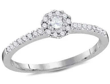 1/3 Carat (ctw G-H, I1-I2) Diamond Halo Ring in 10K White Gold – 08GDG9728533W-7