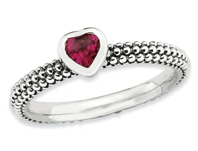1/3 Carat (ctw) Lab-Created Ruby Heart Promise Ring in Sterling Silver – 68QGG0609CRU-5