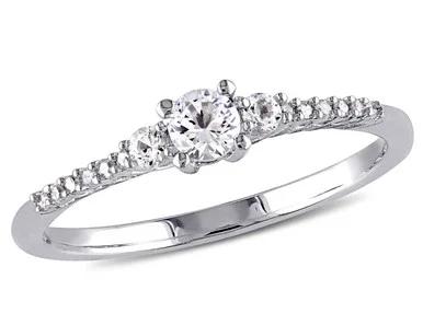 1/3 Carat (ctw) Lab-Created White Sapphire Ring with Diamonds in Sterling Silver – 68DLG1000981CWS-5