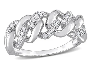 1/4 Carat (ctw) Diamond Oval Link Ring Sterling Silver – 68DLG1005496-9