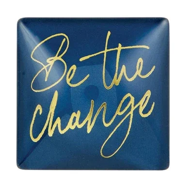 1.5″ Blue 3D Square Decorative Refrigerator Magnets with Be the Change Print Design