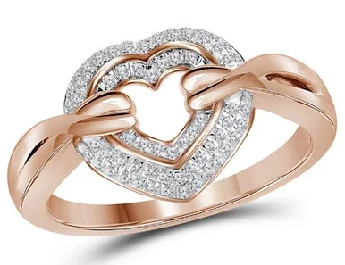 1/5 Carat (ctw J-K, I2-I3) Diamond Heart Ring in 14K Rose Pink Gold – 08GDG114219P-7