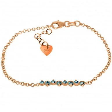 1.55 CTW 14k Solid Rose Gold Bracelet Natural Blue Topaz