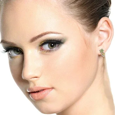 1.72 Carat 14k Solid White Gold Natural Aquamarine and Peridot Flower French Clip Earrings