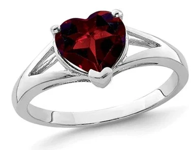 1.85 Carat (ctw) Garnet Heart Ring in Sterling Silver – 68QGGQ0605GA-7