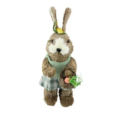 10.5″ Sisal Easter Bunny Rabbit Spring Figure with Carrot Basket