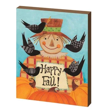 10″ Autumn “Happy Fall!” Scarecrow Hanging Plaque