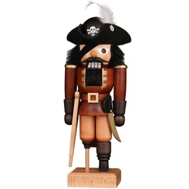10″ Brown and Black Christian Ulbricht Pirate Natural Nutcracker Decoration