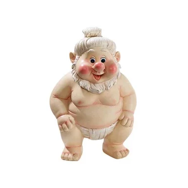 10″ Standing Sumo Gnome Hand Painted Outdoor Garden Statue