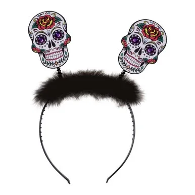 10″ Vibrant Day of the Dead Sugar Skull Boppers Headband
