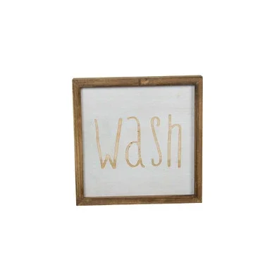 10″ White and Brown “Wash” Antique Square Wall Sign