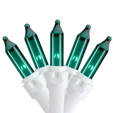 100 Count Teal Green Mini Christmas Lights – 35′ White Wire
