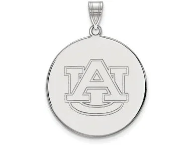 10k White Gold Logoart Auburn University Extra Large Disc Pendant