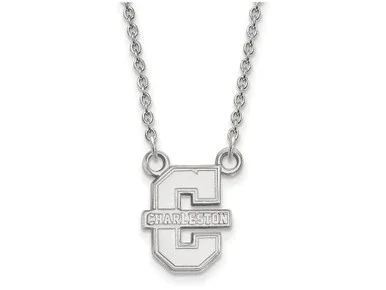 10k White Gold Logoart College Of Charleston Small Pendant Necklace