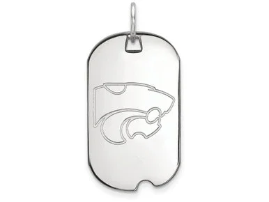10k White Gold Logoart Kansas State University Small Dog Tag Pendant Necklace