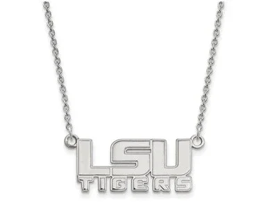 10k White Gold Logoart Louisiana State University Small Pendant Necklace – 1W047LSU18AF