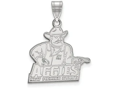 10k White Gold Logoart New Mexico State University Large Pendant