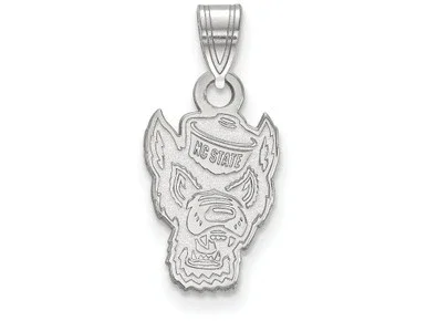 10k White Gold Logoart North Carolina State University Small Pendant