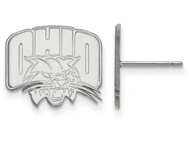 10k White Gold Logoart Ohio University Small Post Earrings