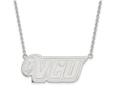 10k White Gold Logoart Virginia Commonwealth University Large Pendant Necklace