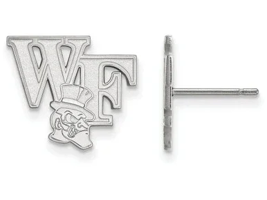 10k White Gold Logoart Wake Forest University Small Post Earringss