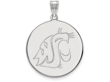 10k White Gold Logoart Washington State Extra Large Disc Pendant