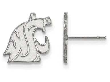 10k White Gold Logoart Washington State Small Post Earrings