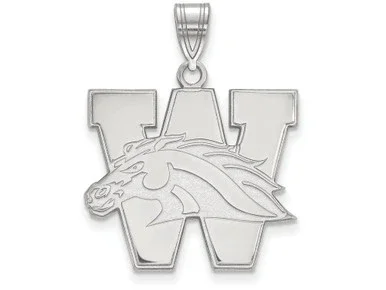 10k White Gold Logoart Western Michigan University Large Pendant