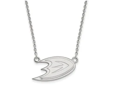 10k White Gold Nhl Logoart Anaheim Ducks Small Pendant Necklace
