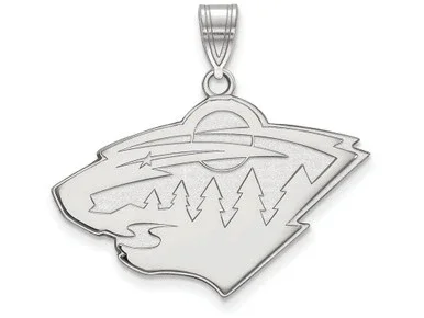 10k White Gold Nhl Logoart Minnesota Wild Large Pendant