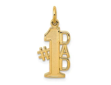10K Yellow Gold #1 DAD Charm Pendant (NO CHAIN)