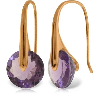 11.50 CT. 14k Rose Gold Fish Hook Earrings with Purple Amethyst