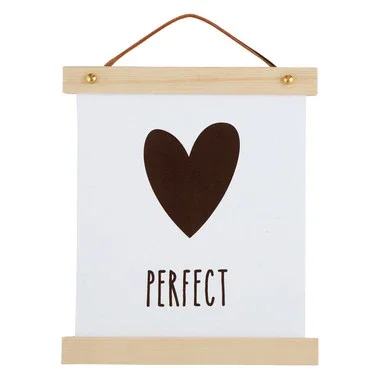 11.7″ White Canvas Wall Sign with Heart Icon Design