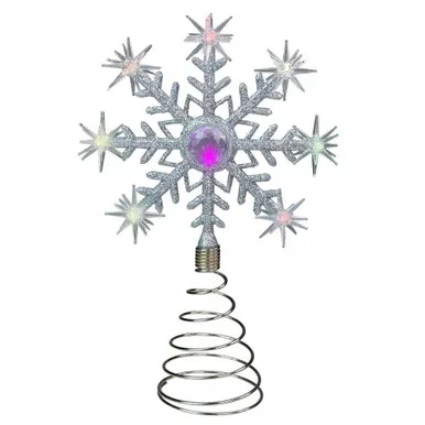 11″ LED Lighted Coloring Changing Twinkling Snowflake Christmas Tree Topper