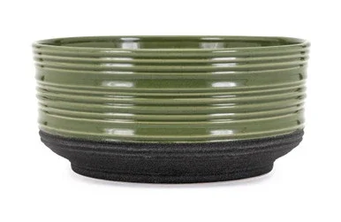 11″ Olive Green and Black Glossy Finish Flower Pot Planter – 32815385
